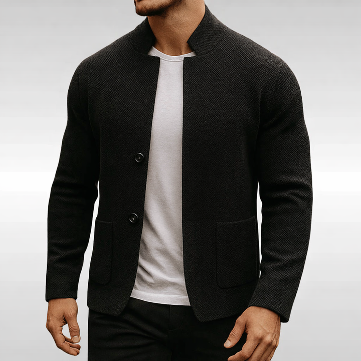 Eldhaven - Textured Mandarin-Collar Blazer