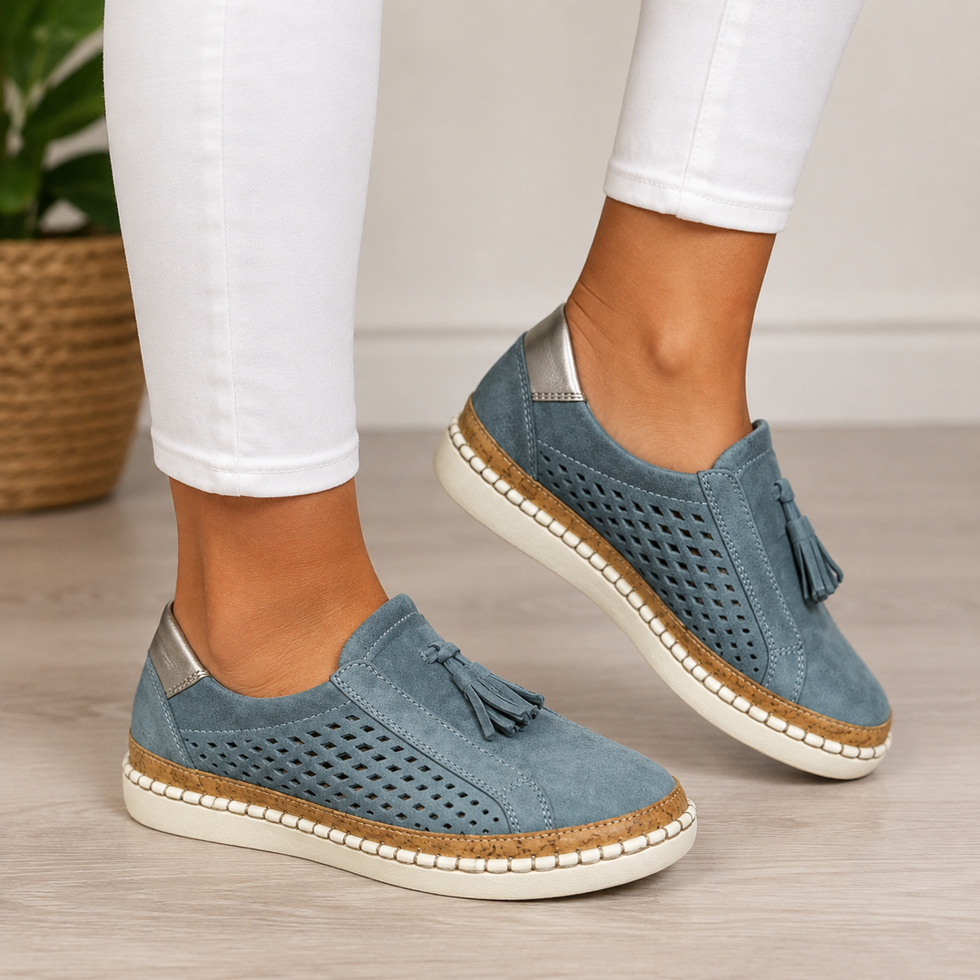 Anceline - Perforated Tassel Comfort Sneakers