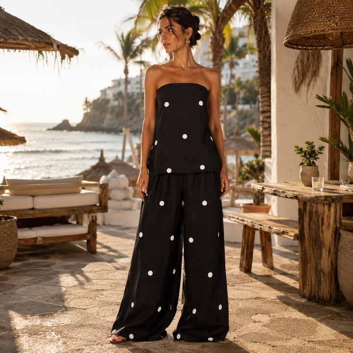 Rebecca - Elegant Polka Dot Two-Piece Set