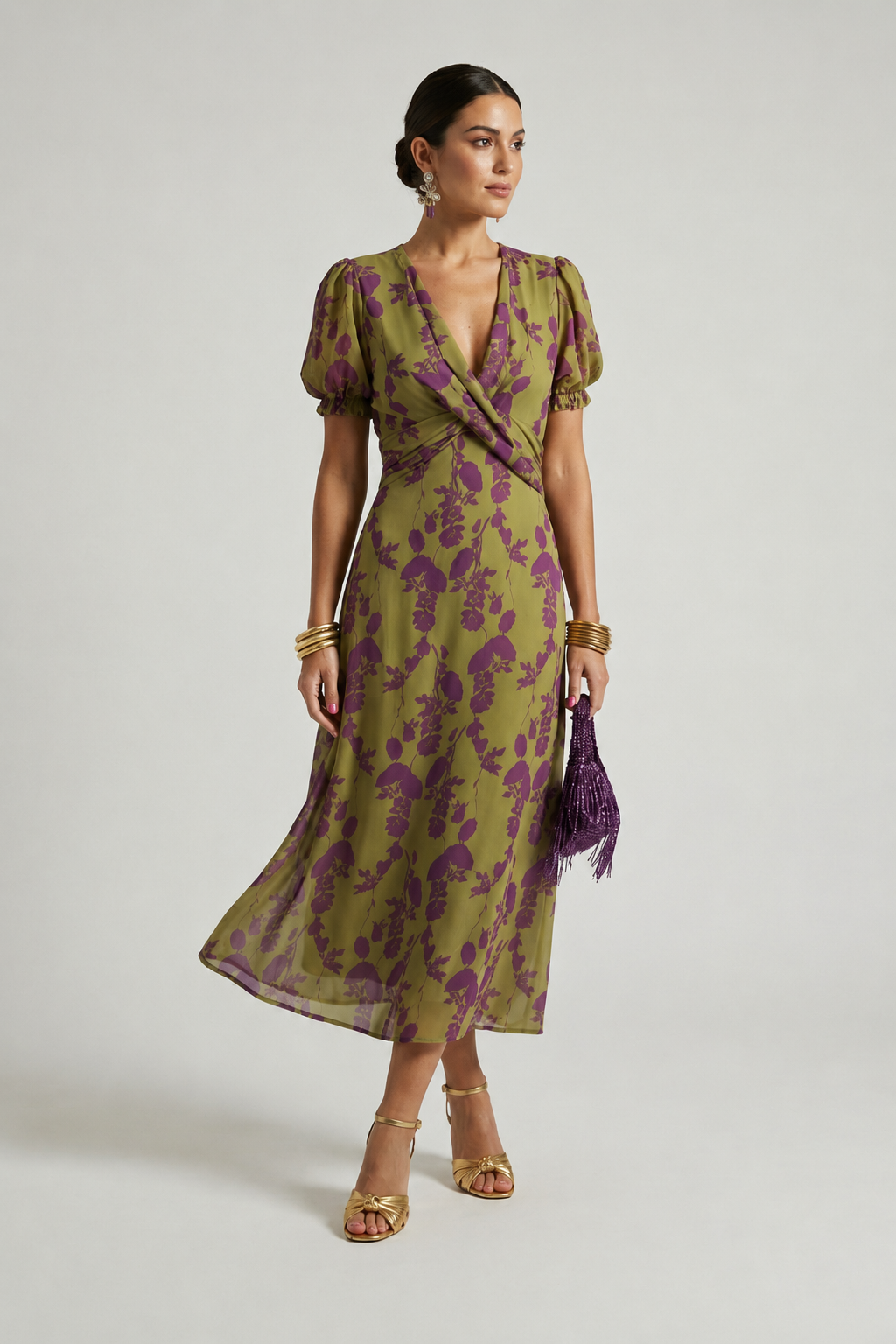Odetta - Soft-Touch Floral Wrap Midi Dress