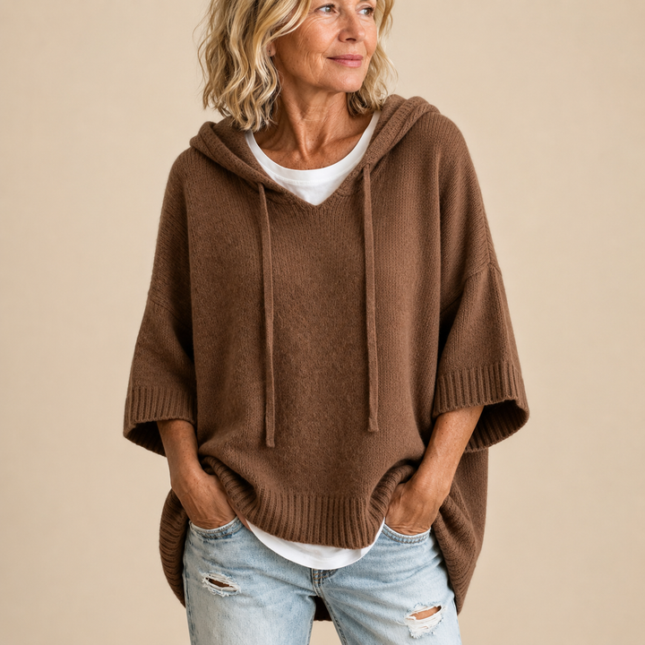Delavique - Oversized Hooded Knit Sweater