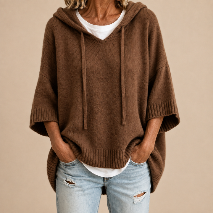 Delavique - Oversized Hooded Knit Sweater