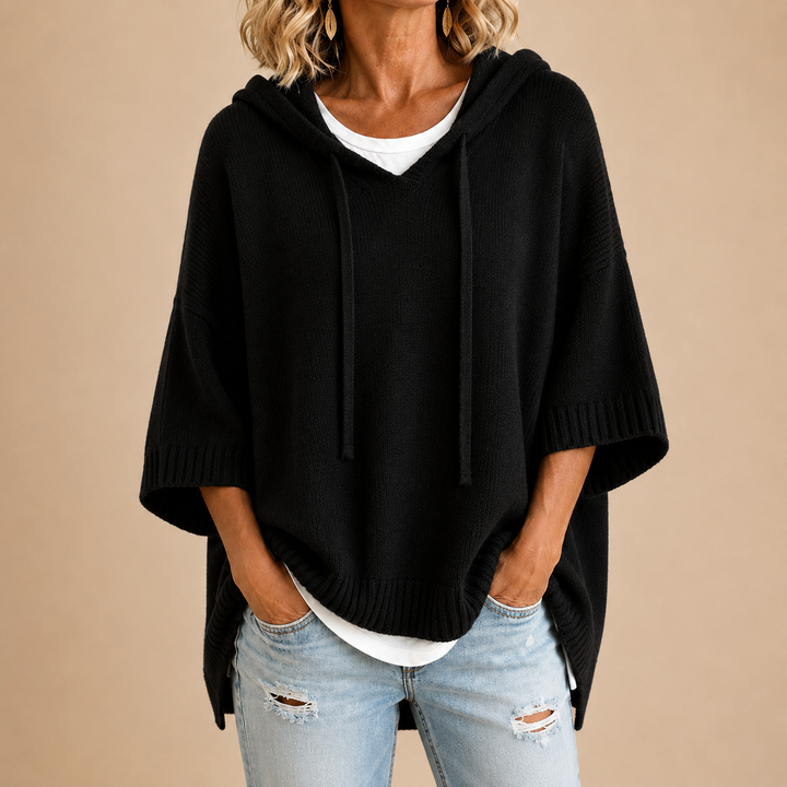 Delavique - Oversized Hooded Knit Sweater