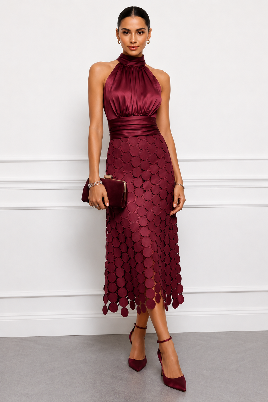 Amabel - Luxe Halter Midi Dress