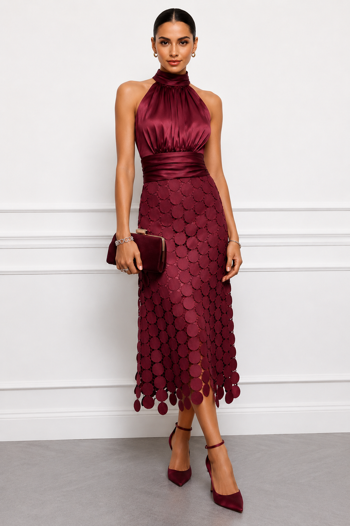 Kateline - Luxe Halter Midi Dress