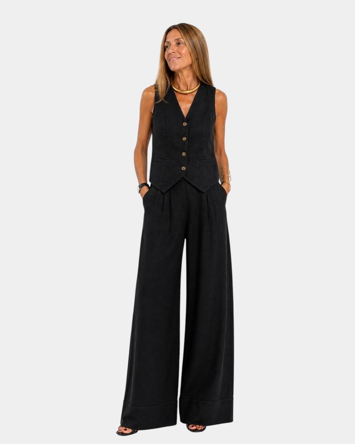 Nicolette - Tailored Vest & Wide-Leg Trousers Set