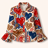 Arinelle - Soft-Touch Heart-Print Blazer