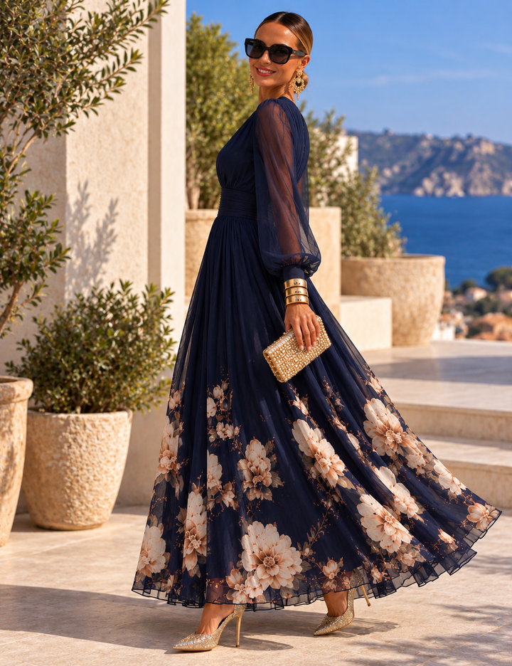 Pirelle - Waist-Defining Floral Maxi Dress