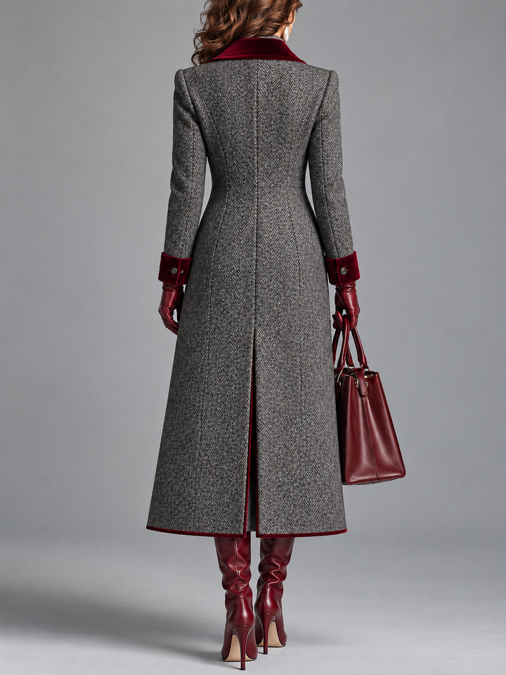 Sanna - Tailored Houndstooth Long Coat
