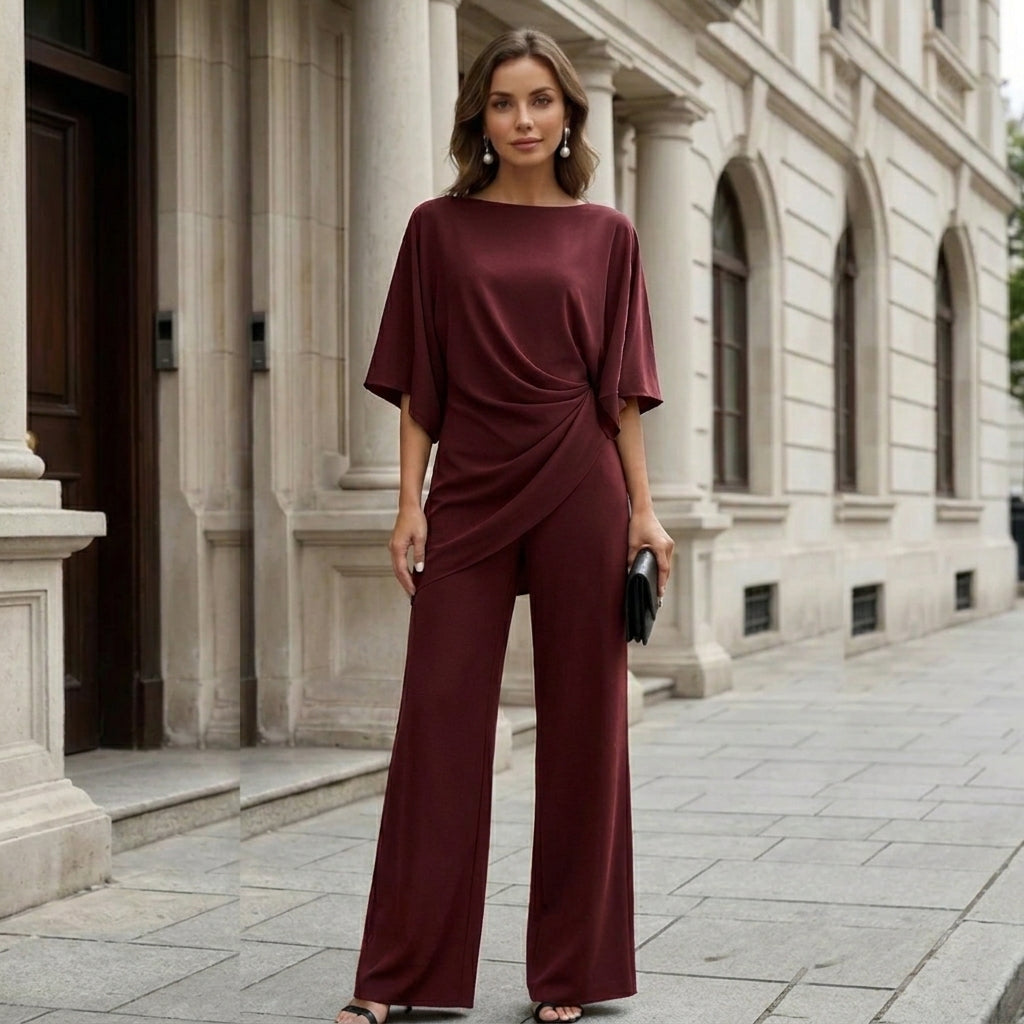 Laurisse - Elegant Cape-Sleeve Two-Piece Set
