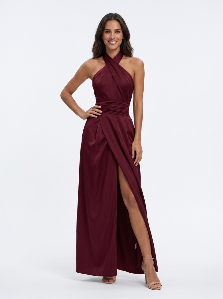 Novalyn - Sculptural Halter Evening Dress