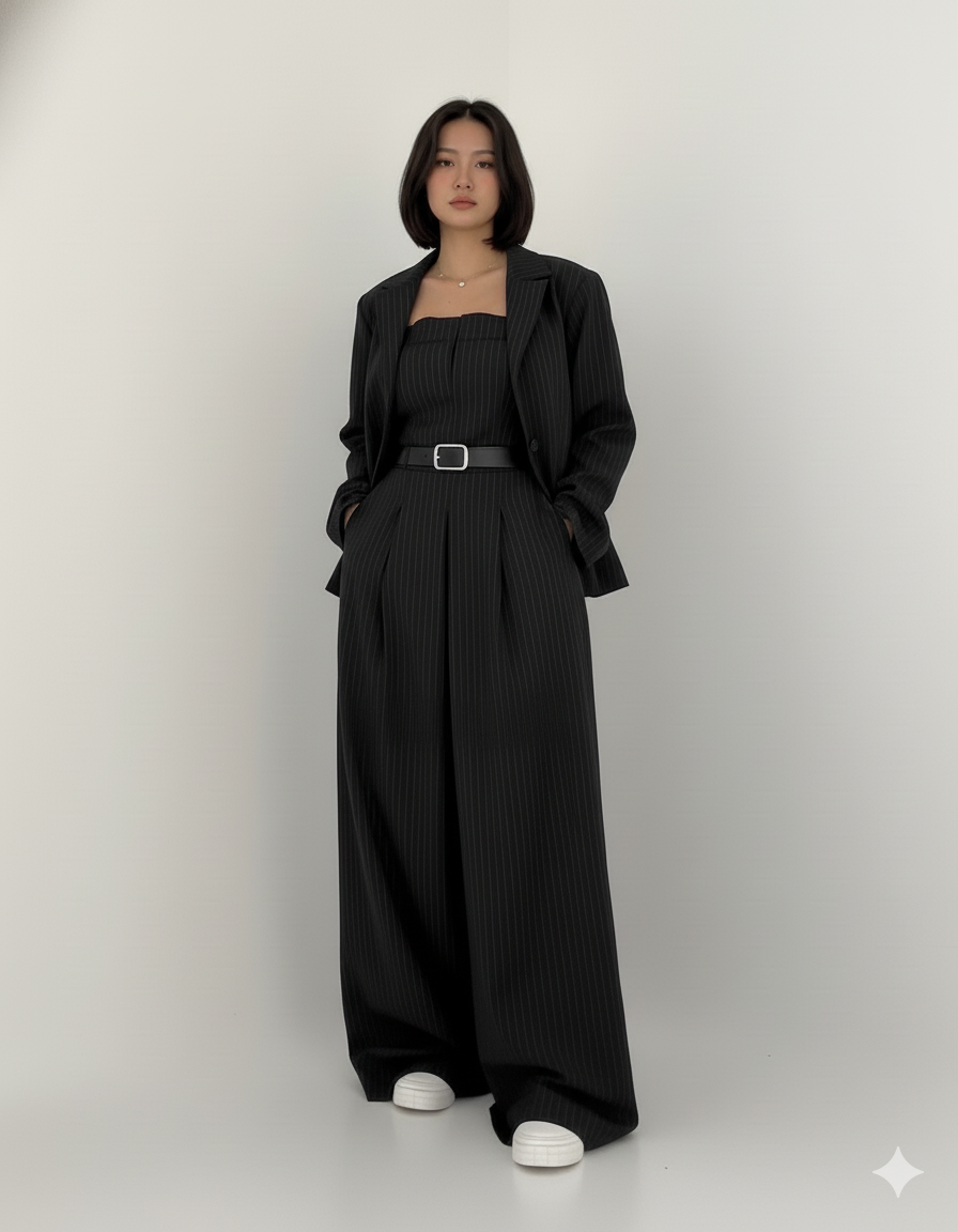 Lorayae - Soft-Touch Wide-Leg Jumpsuit & Jacket Set
