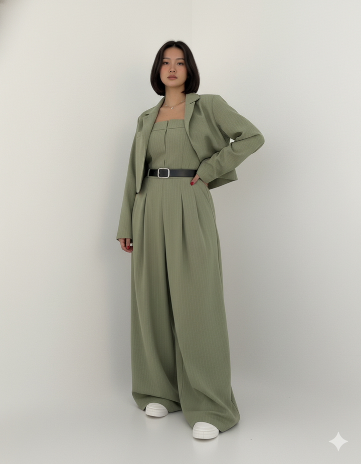 Lorayae - Soft-Touch Wide-Leg Jumpsuit & Jacket Set