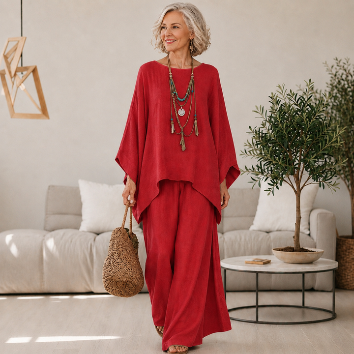 Annisette - Soft-Touch Wide-Leg Two-Piece Set