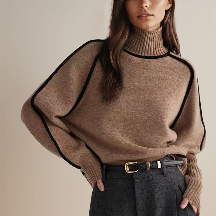 Flora - Relaxed Contrast Trim Sweater