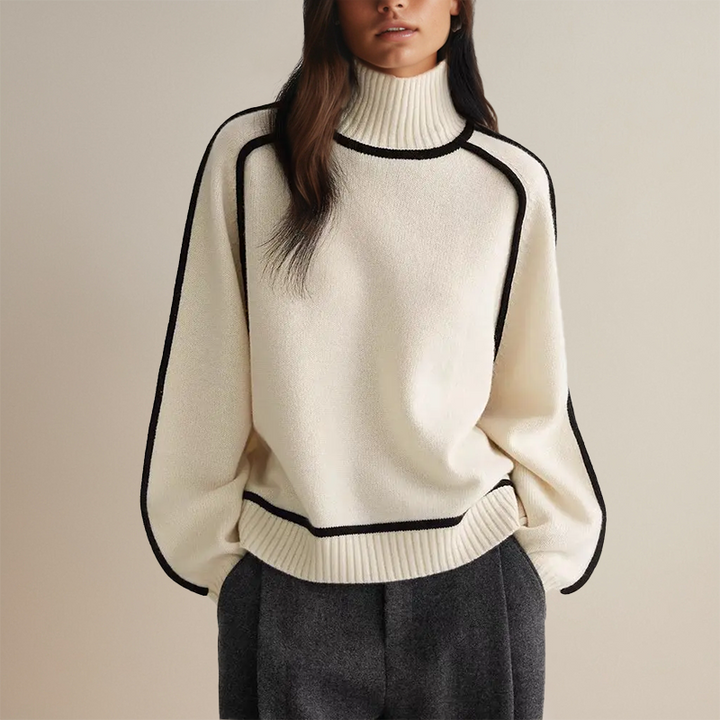 Flora - Relaxed Contrast Trim Sweater