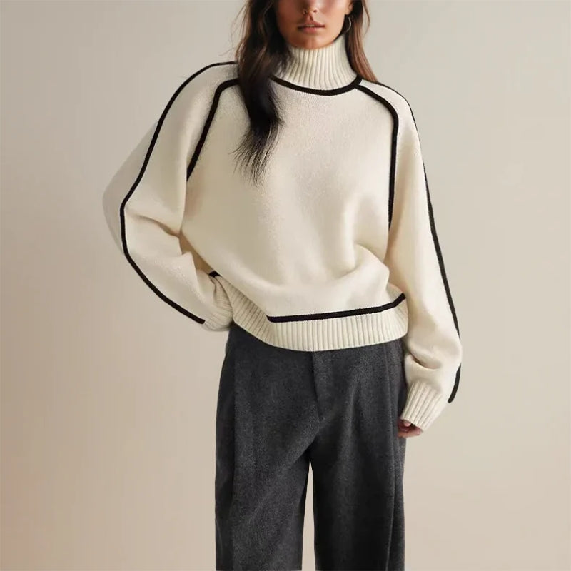 Flora - Relaxed Contrast Trim Sweater