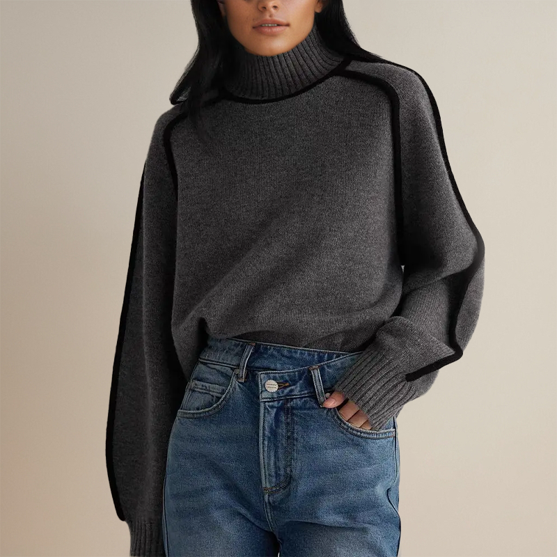 Flora - Relaxed Contrast Trim Sweater