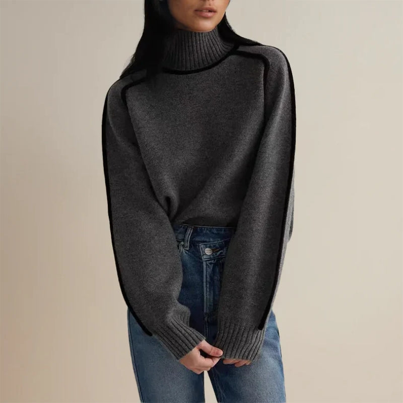 Flora - Relaxed Contrast Trim Sweater