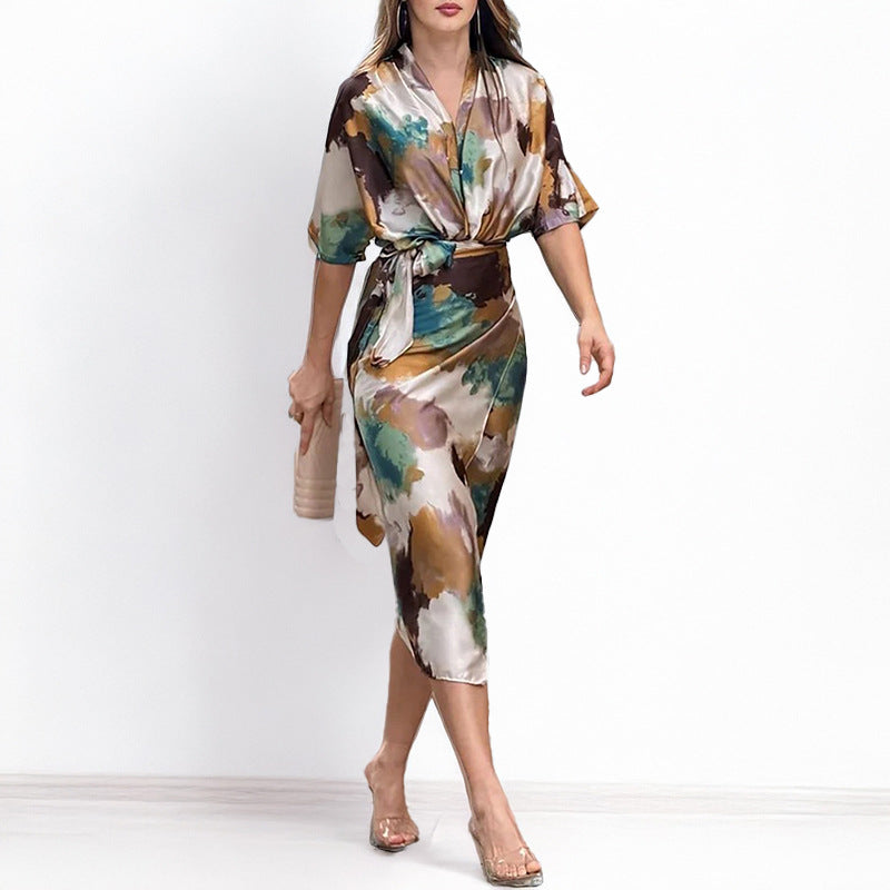 Jelyra - Lustrous Wrap Midi Dress