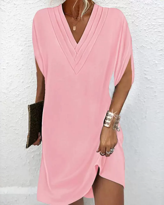 Adora - Soft-Touch V-Neck Wrap-Detail Dress