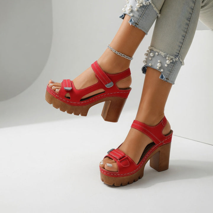 Roselyn - Sculpted Platform Block Heel Sandal