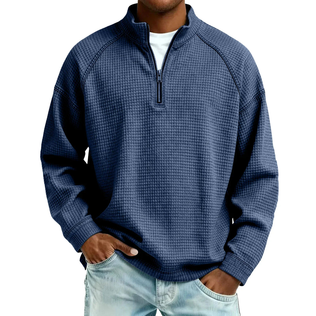 Jude - Textured Waffle-Knit Sweatshirt