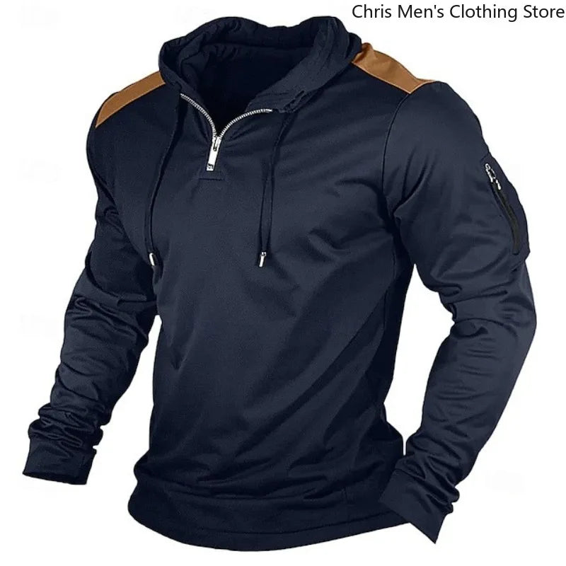 Carter - Contrast Shoulder Half Zip Hoodie