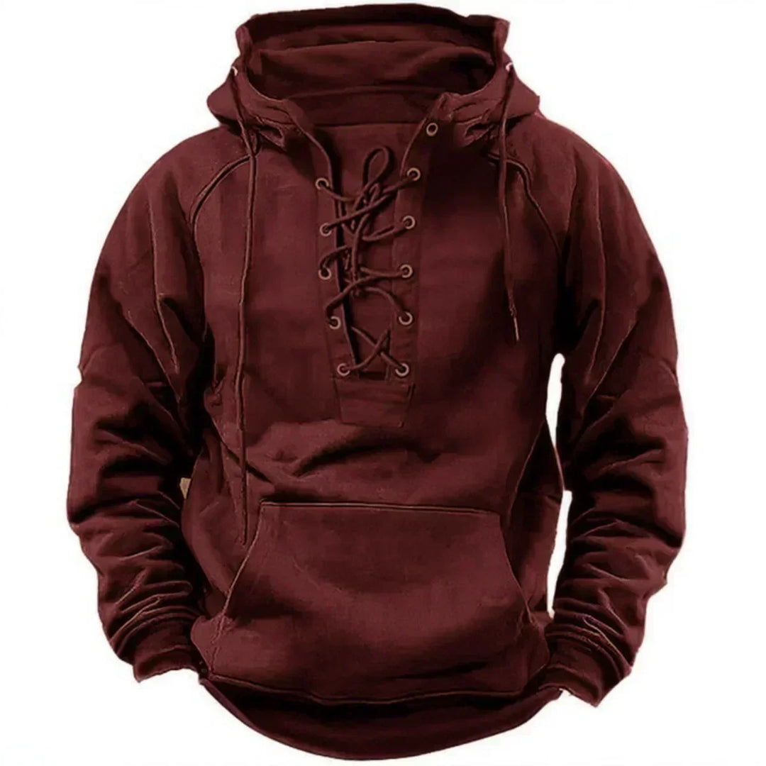 Damon - Soft-Touch Lace-Up Hoodie