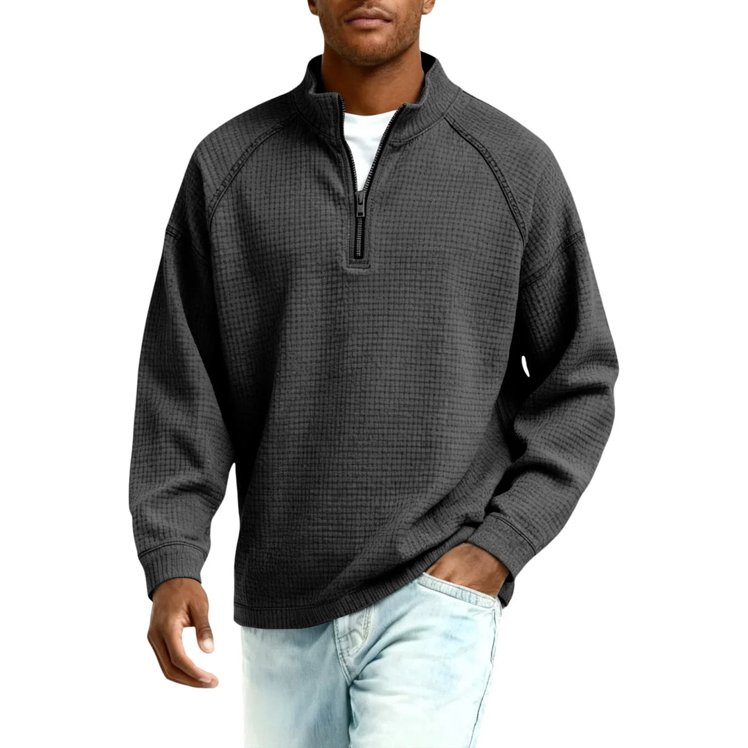 Jude - Textured Waffle-Knit Sweatshirt