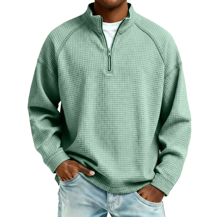 Jude - Textured Waffle-Knit Sweatshirt