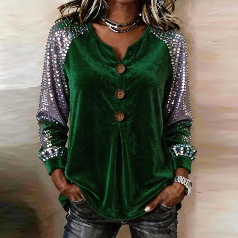 Cerina - Luxe Sequin-Sleeve Top