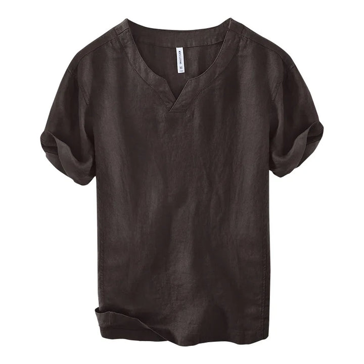 Hynara - Breezy Linen V-Neck Shirt