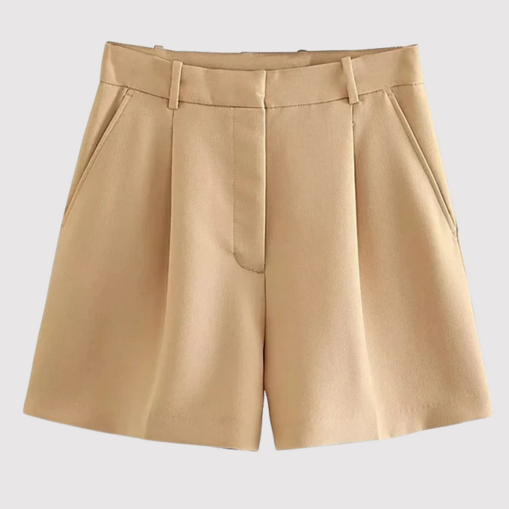Mirelle - Tailored High-Waisted Pleated Shorts