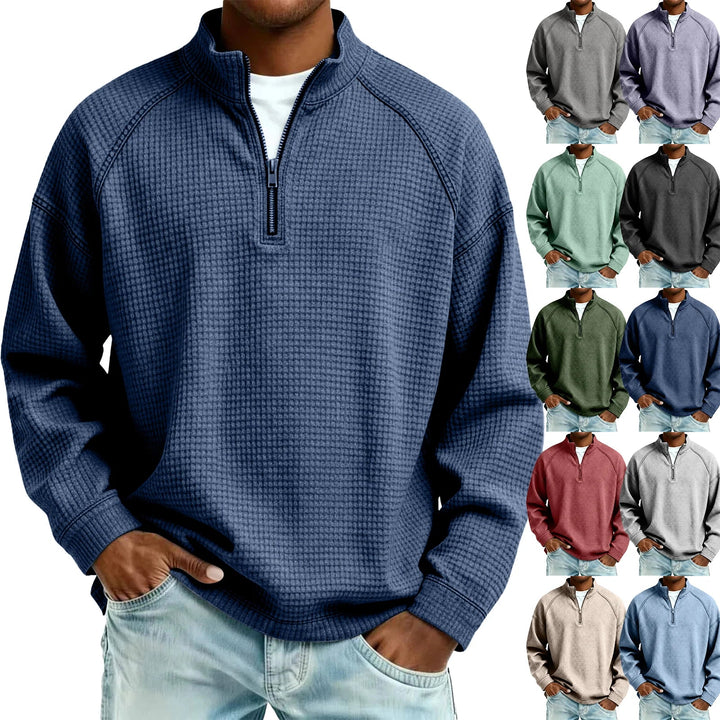 Jude - Textured Waffle-Knit Sweatshirt