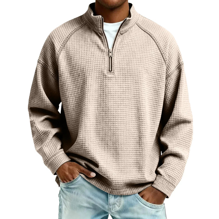 Jude - Textured Waffle-Knit Sweatshirt