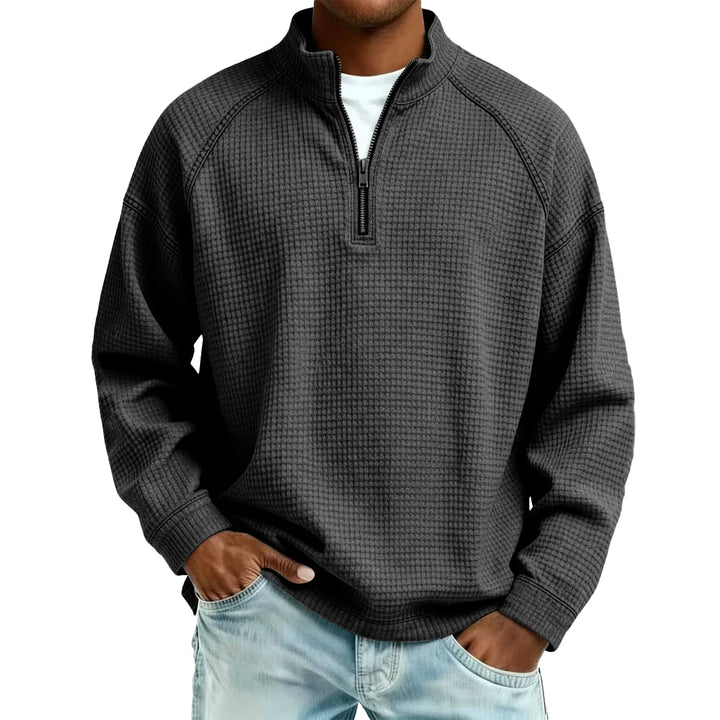 Jude - Textured Waffle-Knit Sweatshirt