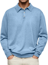 Olivier - Patterned-Collar Long-Sleeve Polo