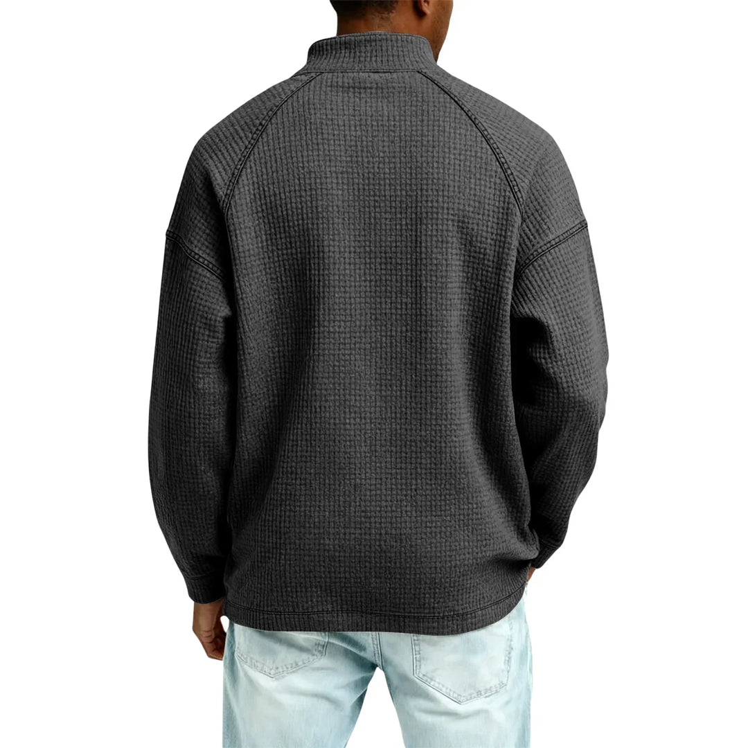 Jude - Textured Waffle-Knit Sweatshirt