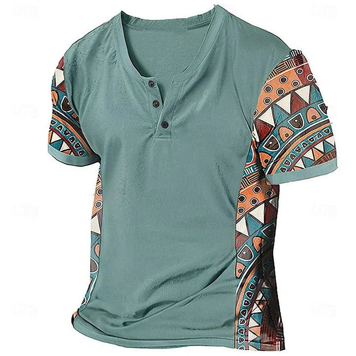 Zachary - Vintage-Inspired Tribal Henley Shirt
