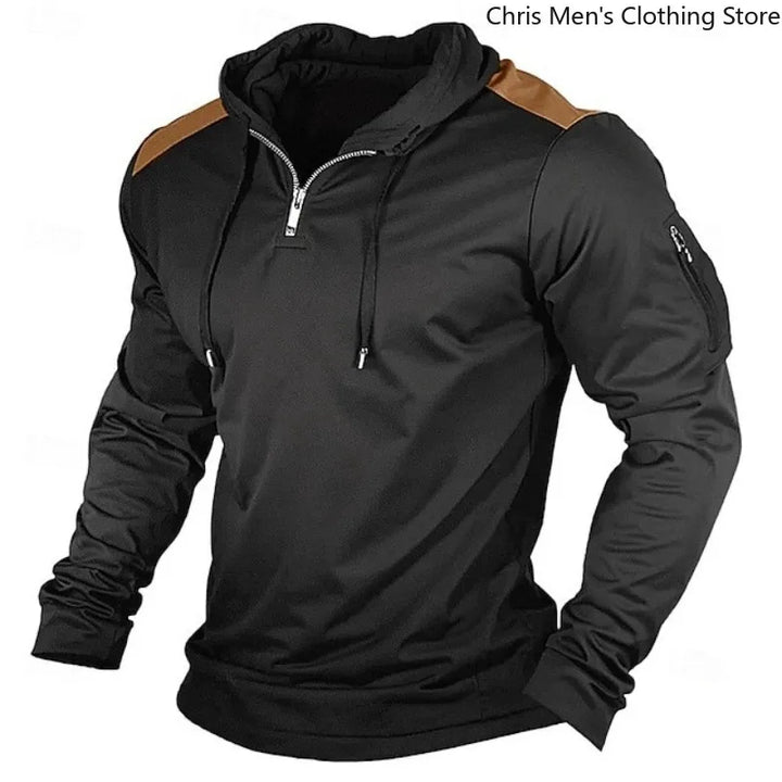 Carter - Contrast Shoulder Half Zip Hoodie