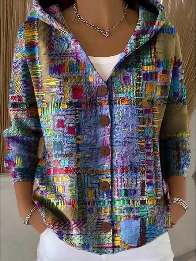 Thealyn - Colorblock Knit Hooded Jacket