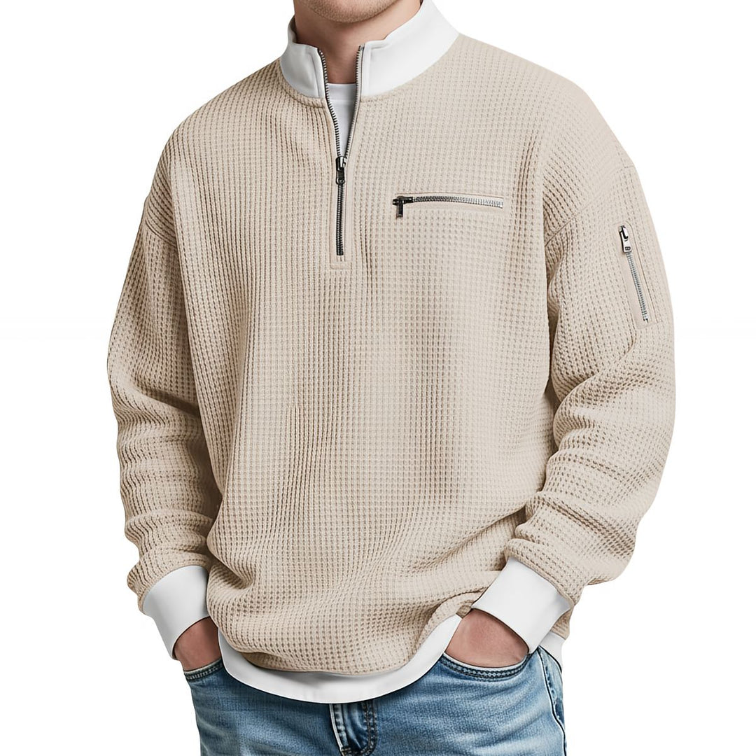 Peldon - Waffle-Knit Quarter-Zip Jumper
