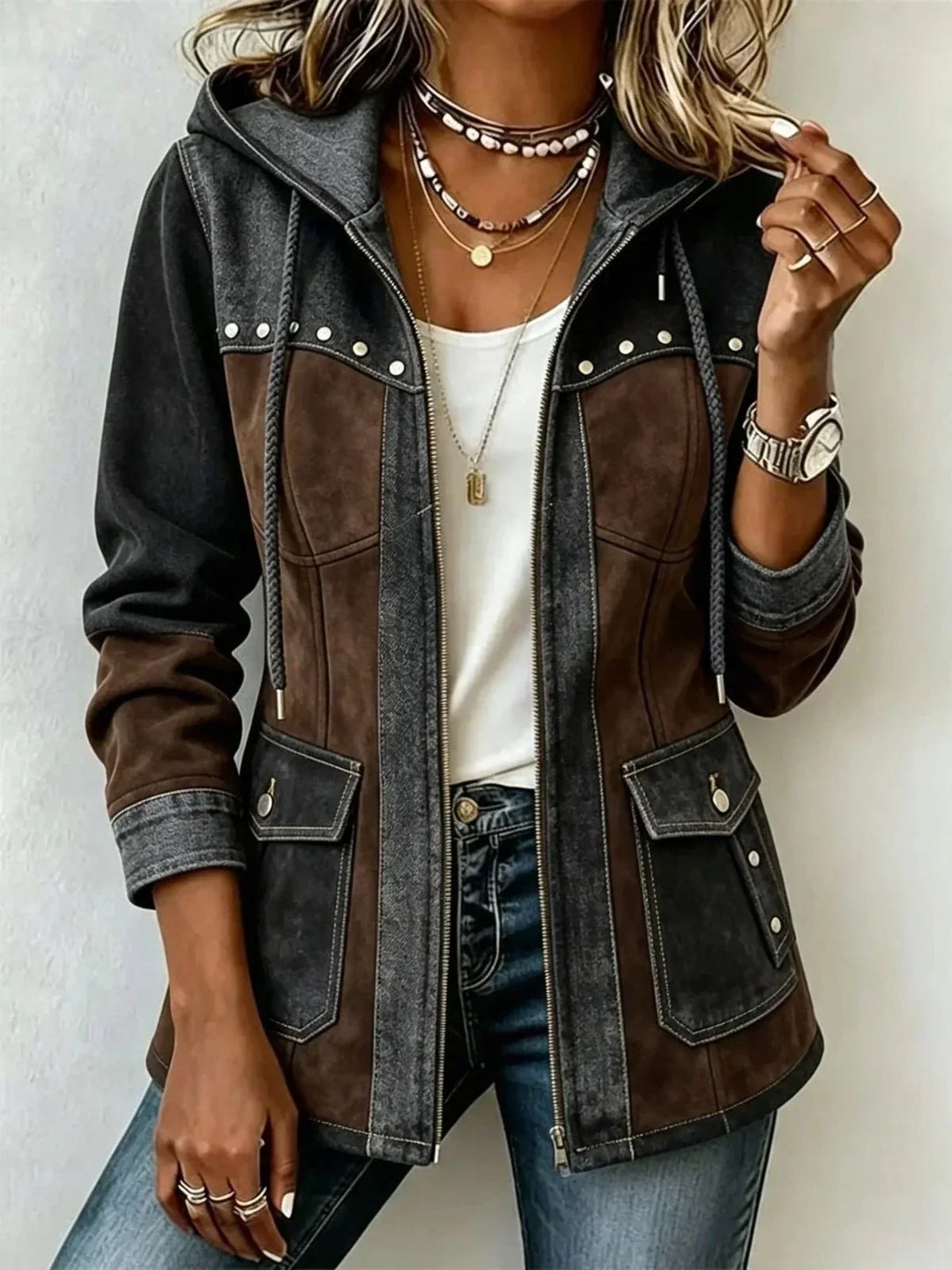 Amara - Textured Hooded Jacket