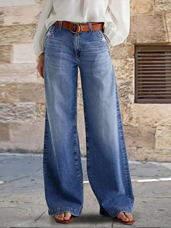 Liorra - Vintage-Wash Wide-Leg Jeans