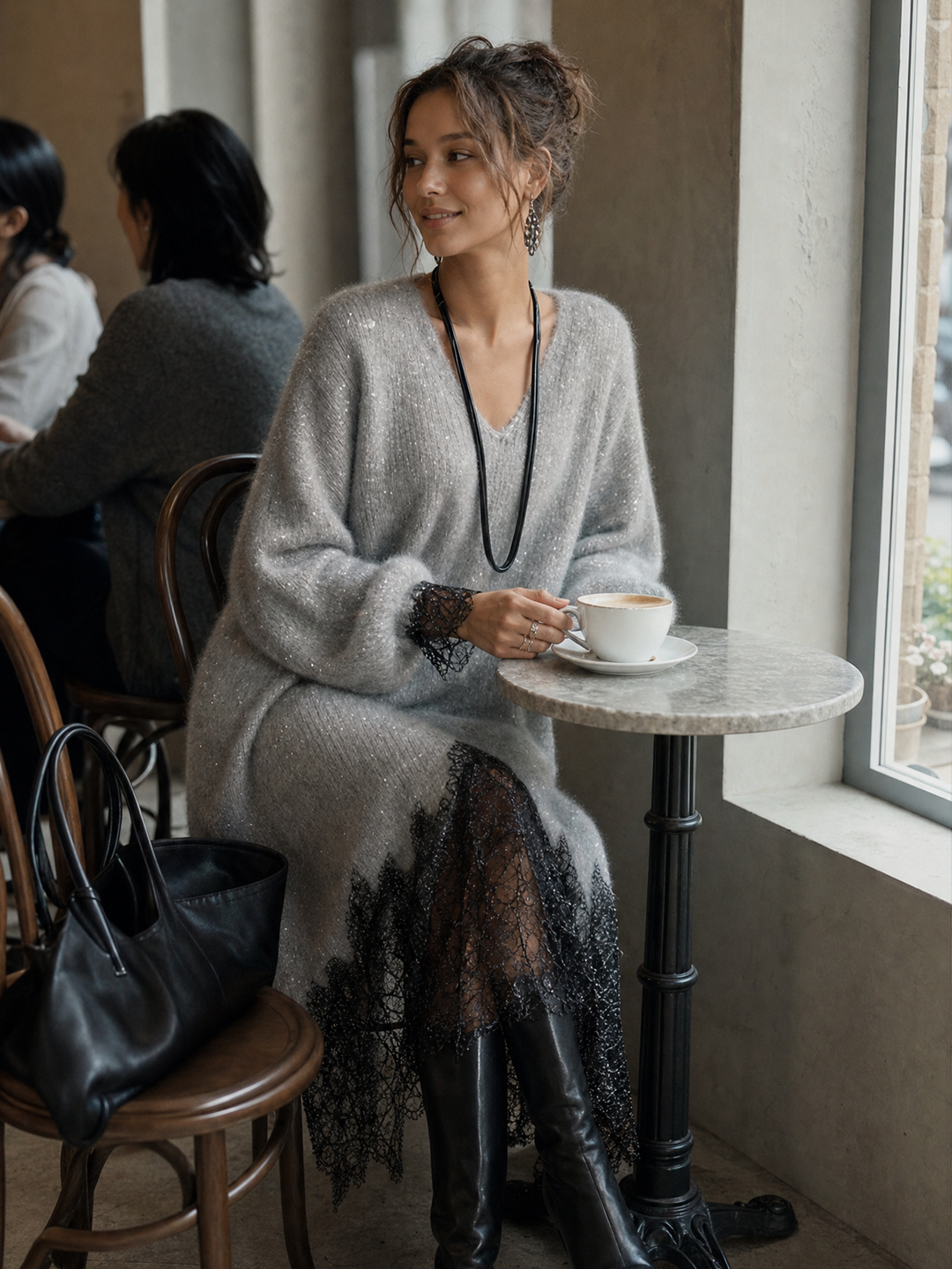 Jiska - Lace-Hem Midi Dress