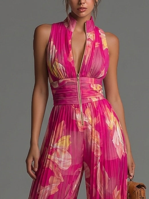 Azzurra - Lightweight Pleated Jumpsuit