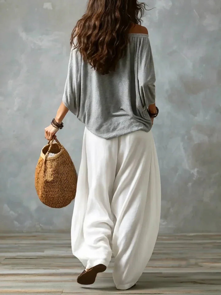 Ottavia - Off Shoulder Boho Top And Harem Trousers Set