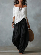 Ottavia - Off Shoulder Boho Top And Harem Trousers Set
