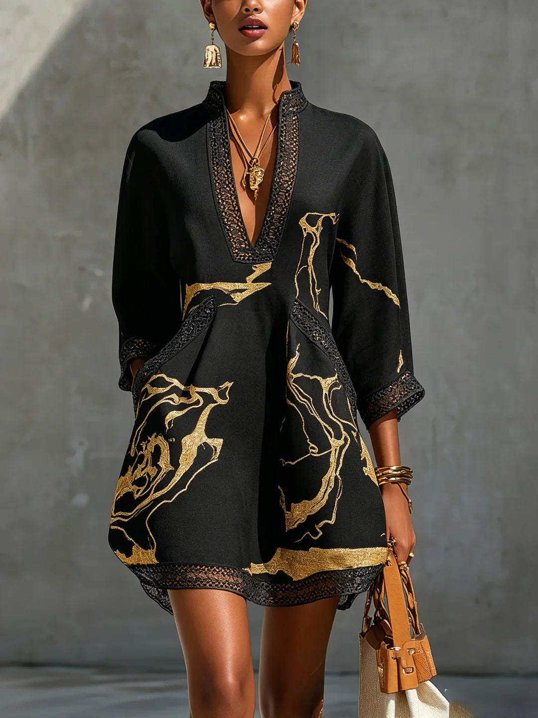 Sidonia - Luxe Marble-Print A-Line Dress